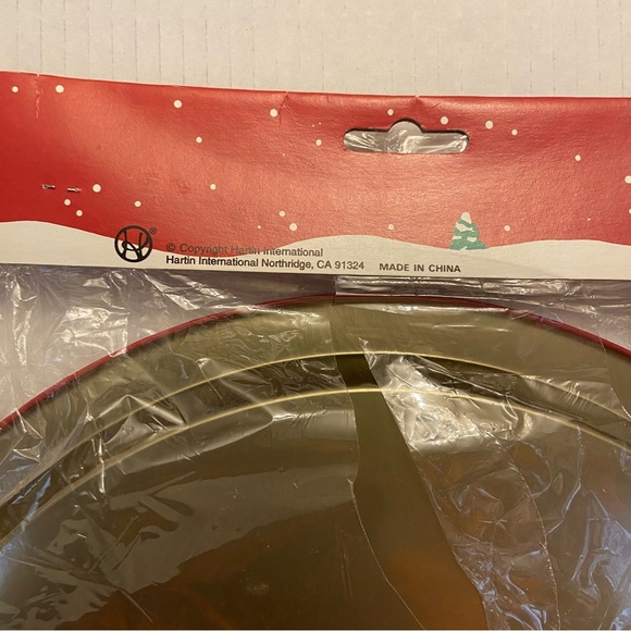 Vintage Hartin Holiday Christmas Bell & Harp Red 13” Round Serving Party Tray. - Picture 6 of 6